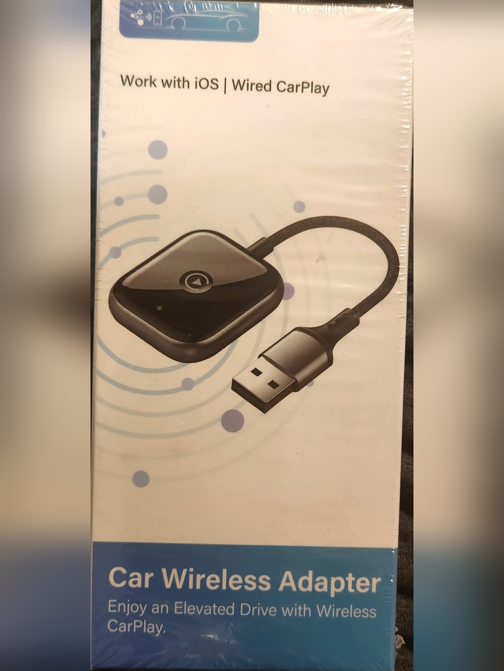 NWT Car Wireless Adapter for iOS (Apple) Wired CarPlay - Still Sealed -Black